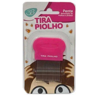 Pente Fino Tira Piolho Aço Básico Rosa
